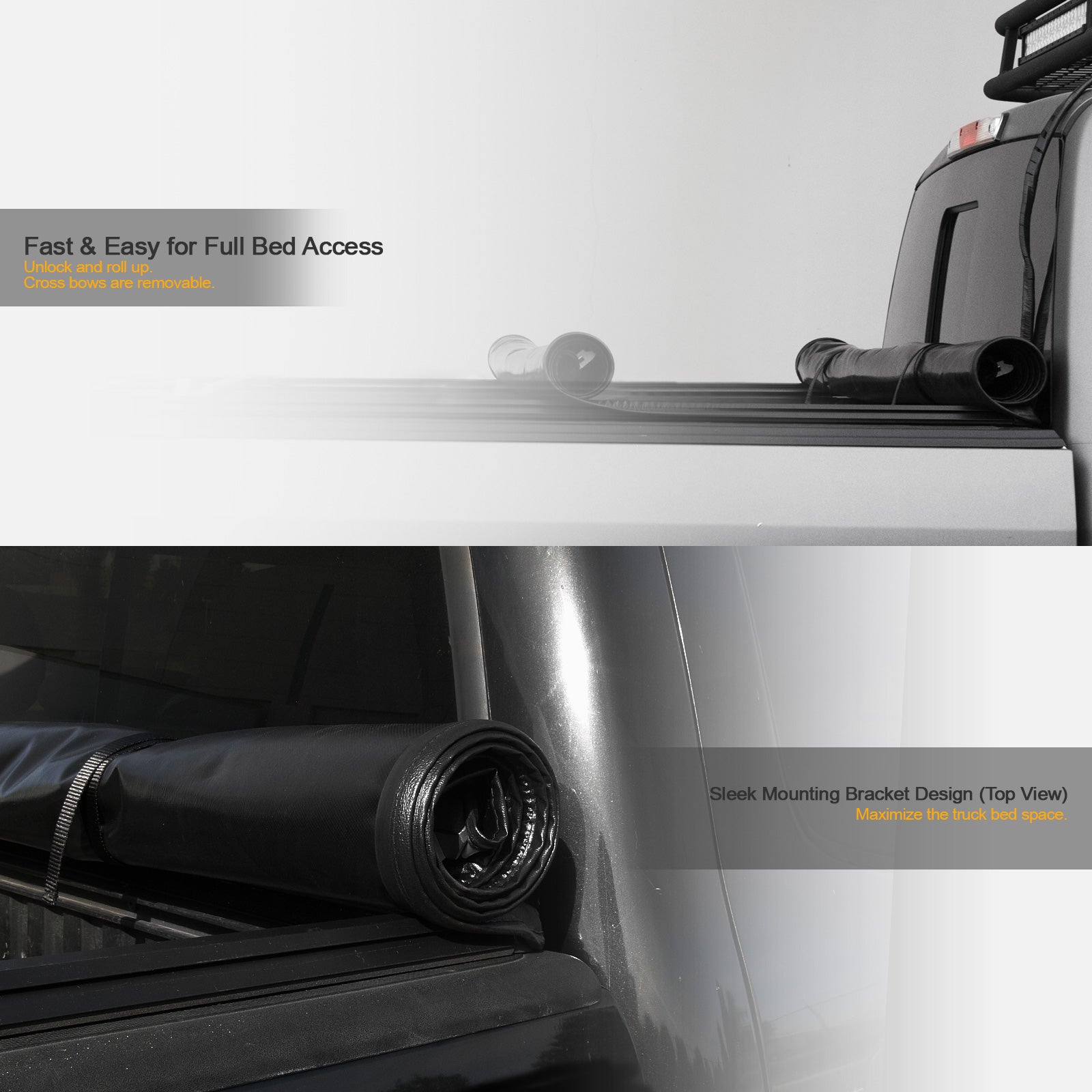 Black Lock And Roll Up Tonneau Cover O1062