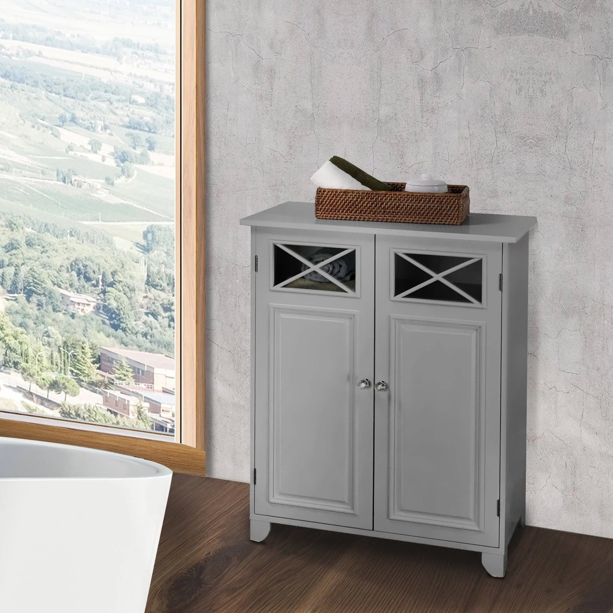 Grey 2 Door Floor Cabinet V351