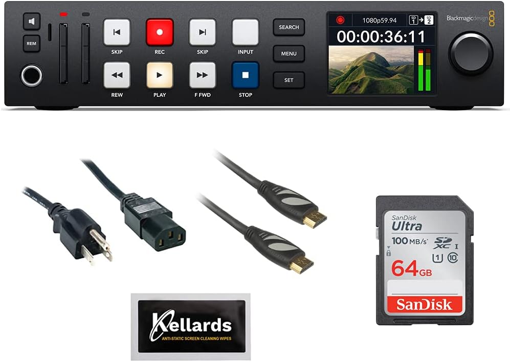 HyperDeck Studio HD Plus Bundle with 64GB Ultra SDXC Memory Card, HDMI Cable J983