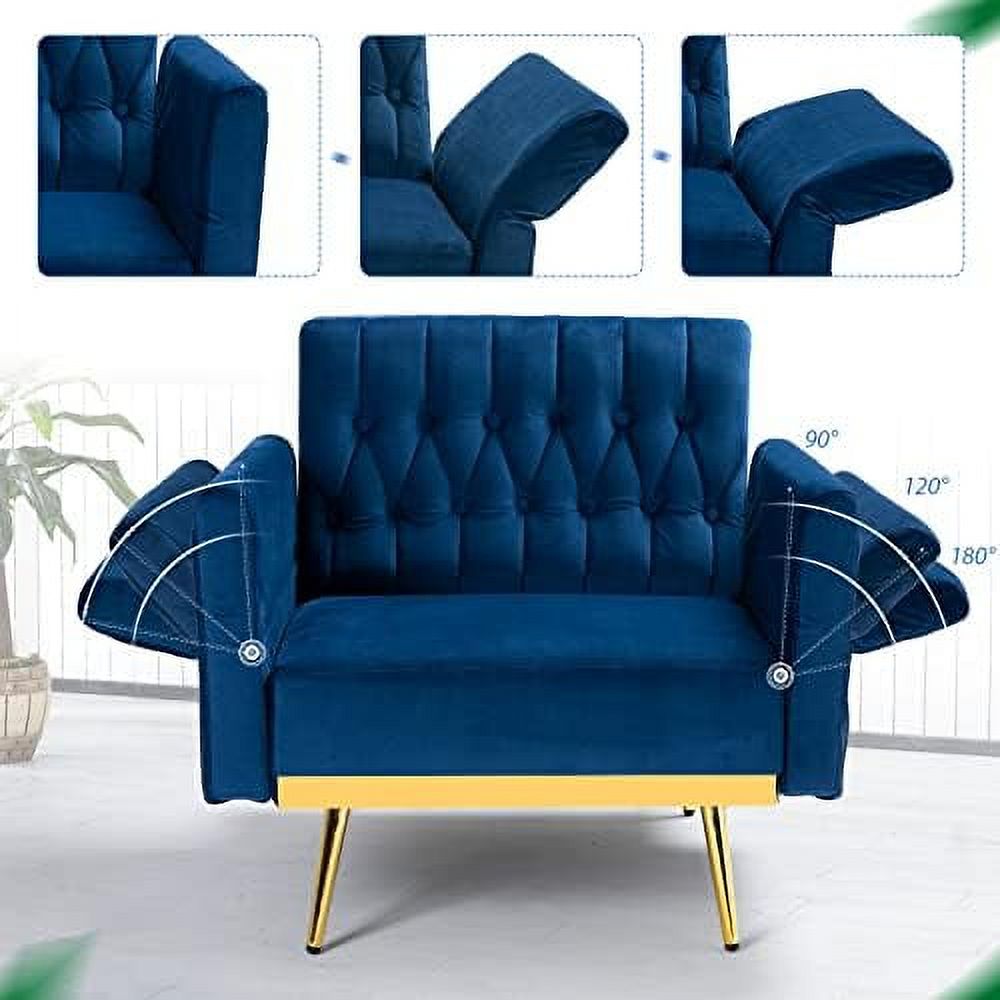 Orange Velvet Accent Chair with Ottoman Pillow J350330