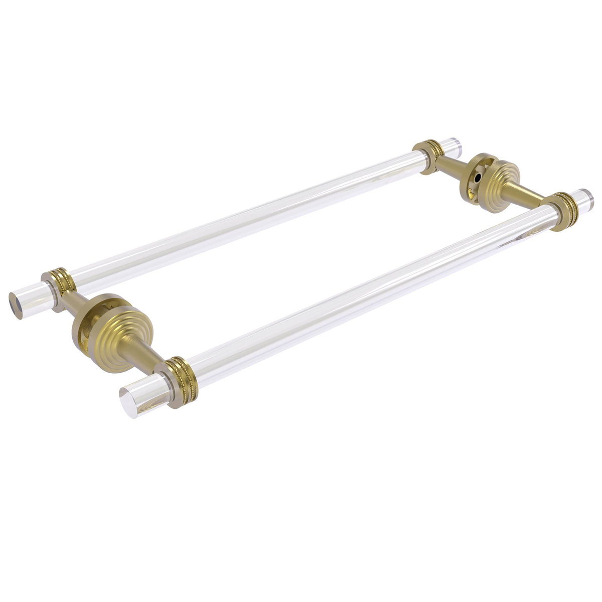 18 in. Back to Back Shower Door Towel Bar with Dotted Accents Satin Brass O96585
