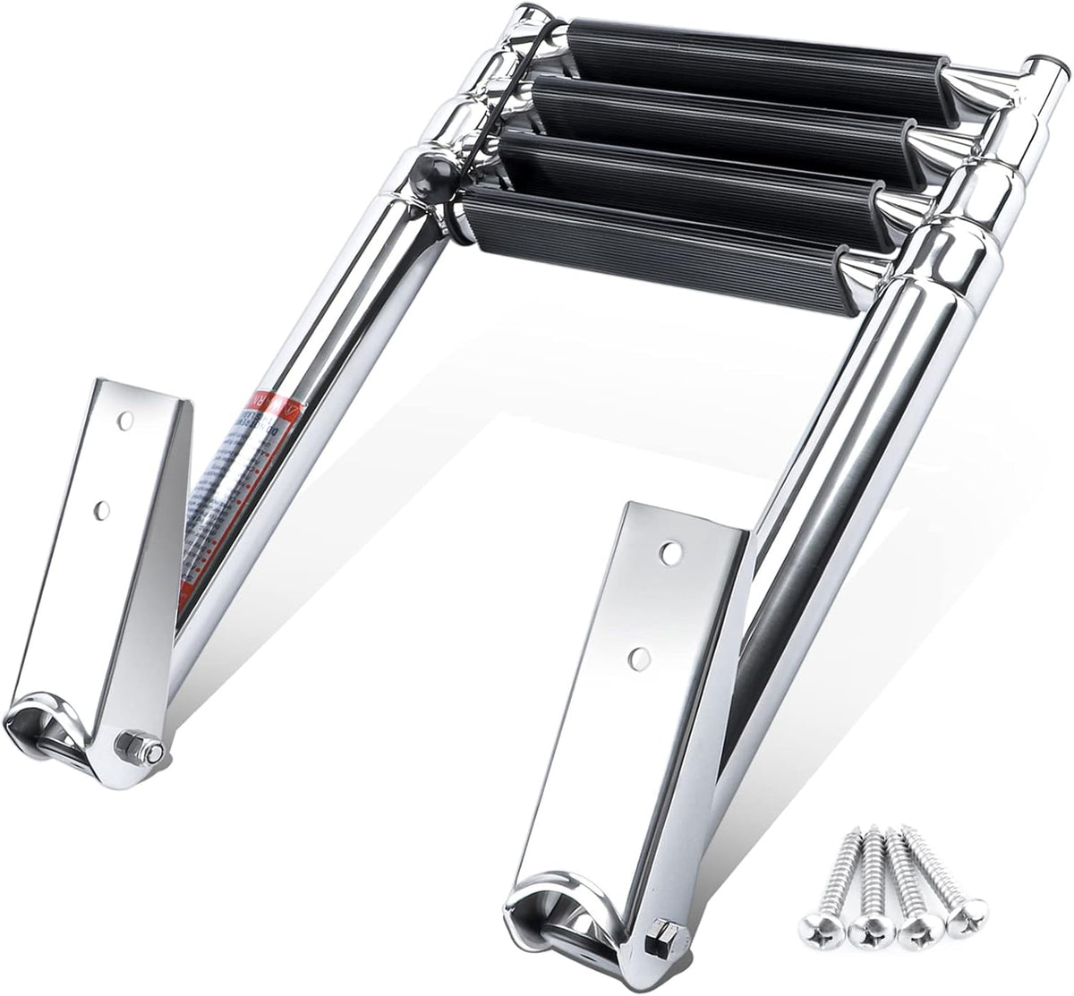Telescopic 4 Step Stainless Steel Boat Ladder, 900 Pound Capacity, Pack of 2 W1905