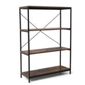 4-Tier Industrial Metal and Wood Bookcase M6135