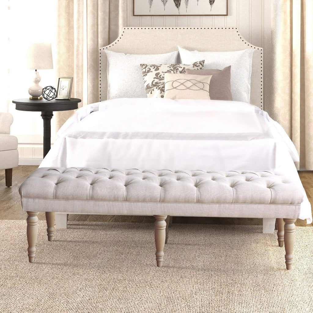 Natural Beige Tufted Bench U5124