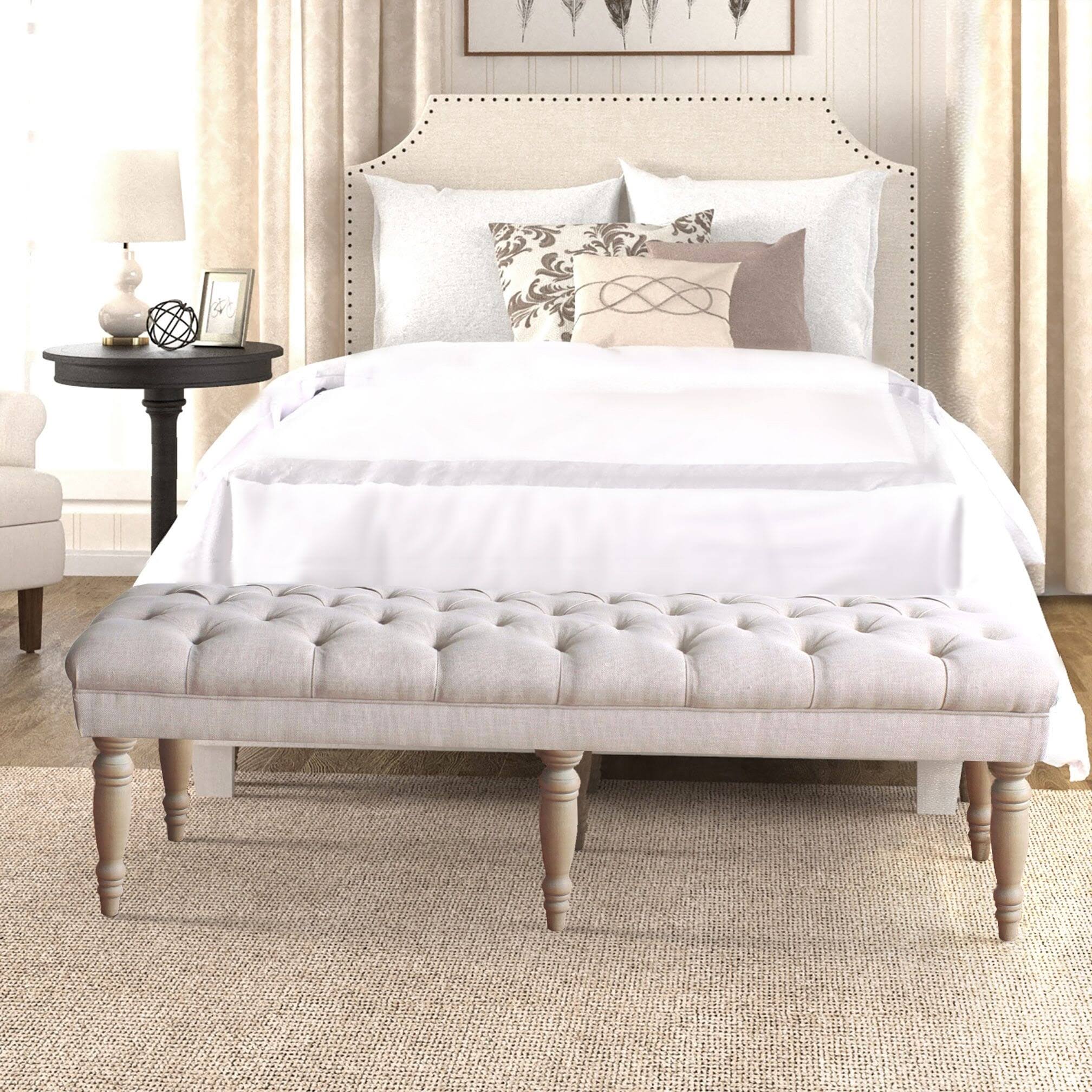 Natural Beige Tufted Bench U5124