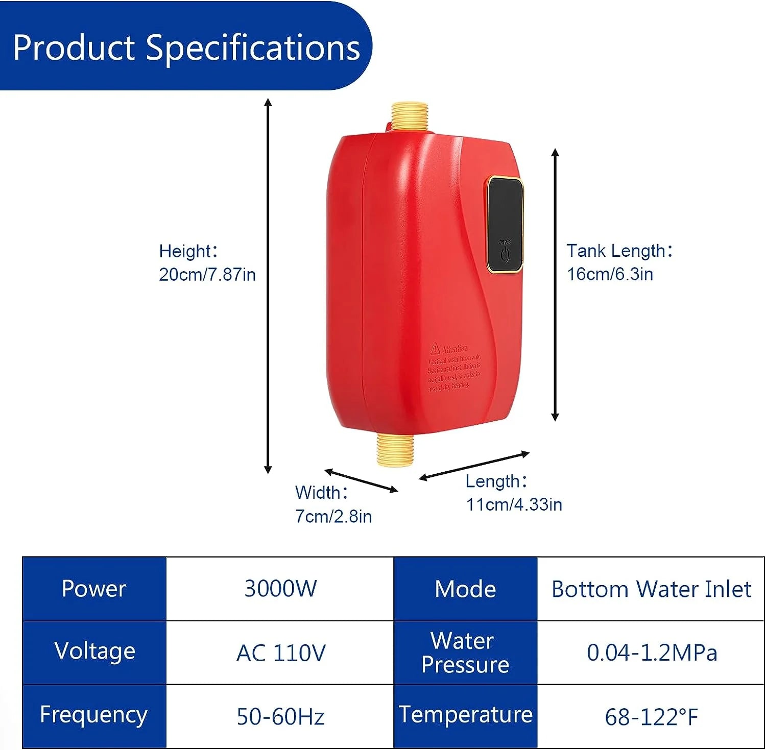 3000W Instant Electric Tankless Water Heater P1534
