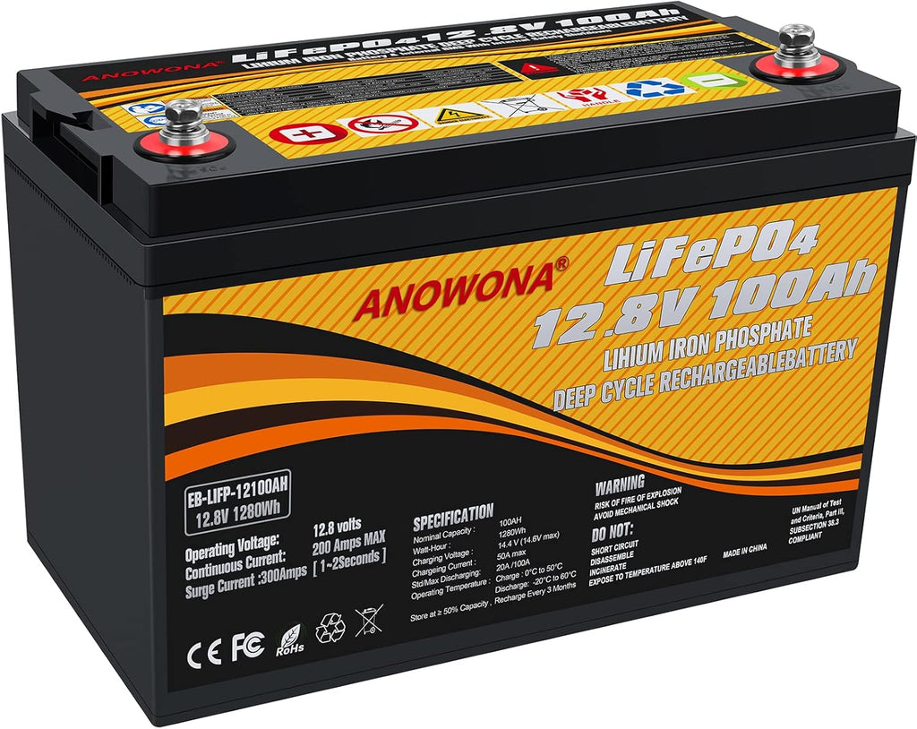 12.8V 200Ah Lithium Iron LiFePO4 Deep Cycle Battery with 100A BMS X663