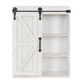 Rustic White Wood Wall Storage Cabinet with Sliding Barn Door P344