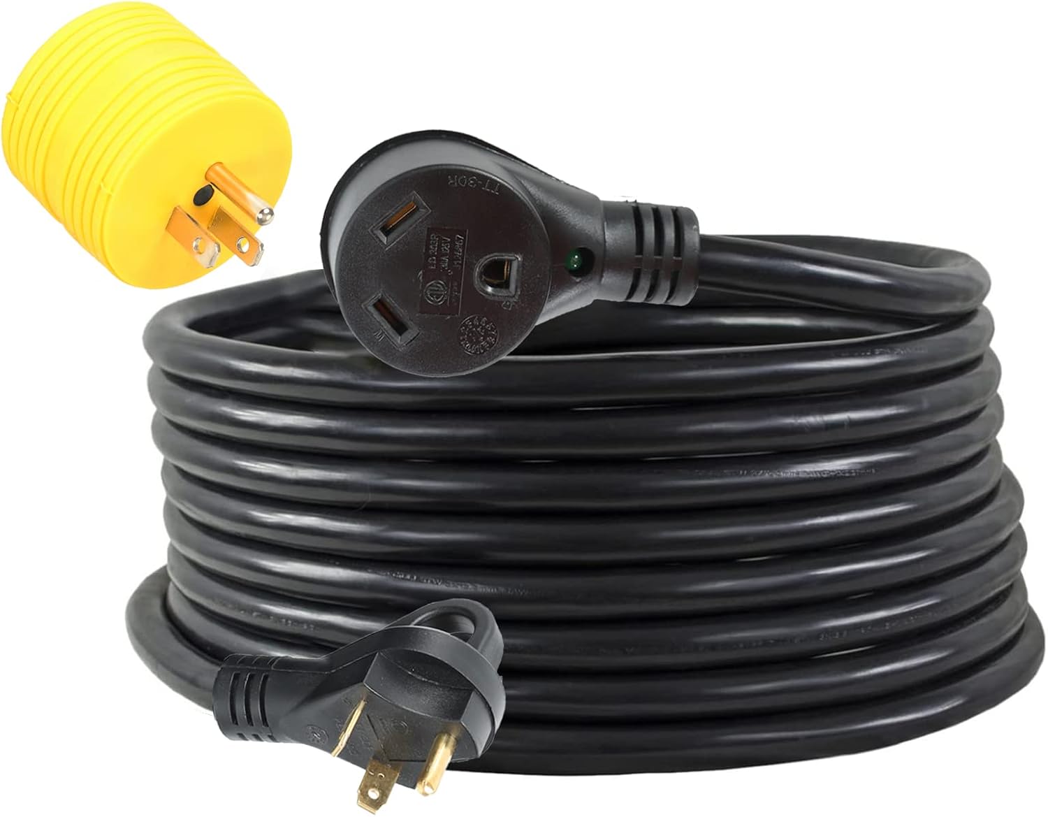 25FT 30 AMP RV Power Cord with Handles 10 Gauge Heavy Duty Weatherproof Electrical Cable V96453