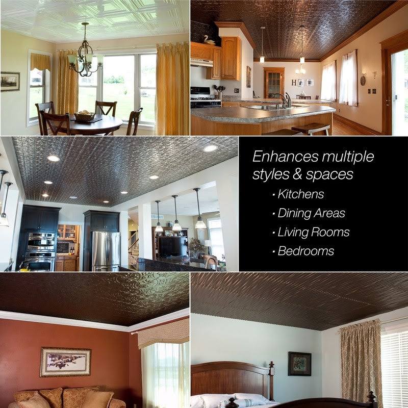 Moonstone Copper Decorative Vinyl Glue Up Ceiling Tile (5 Pack) I903