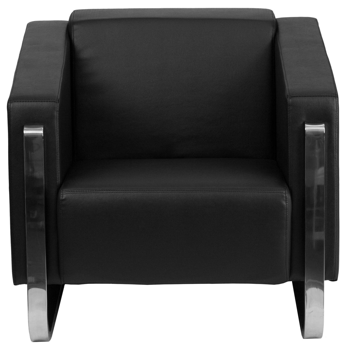 Black Leather Chair with Stainless Steel Frame I22831