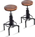 Black Solid Wood Adjustable Swivel Bar Stool Set of 2 T474
