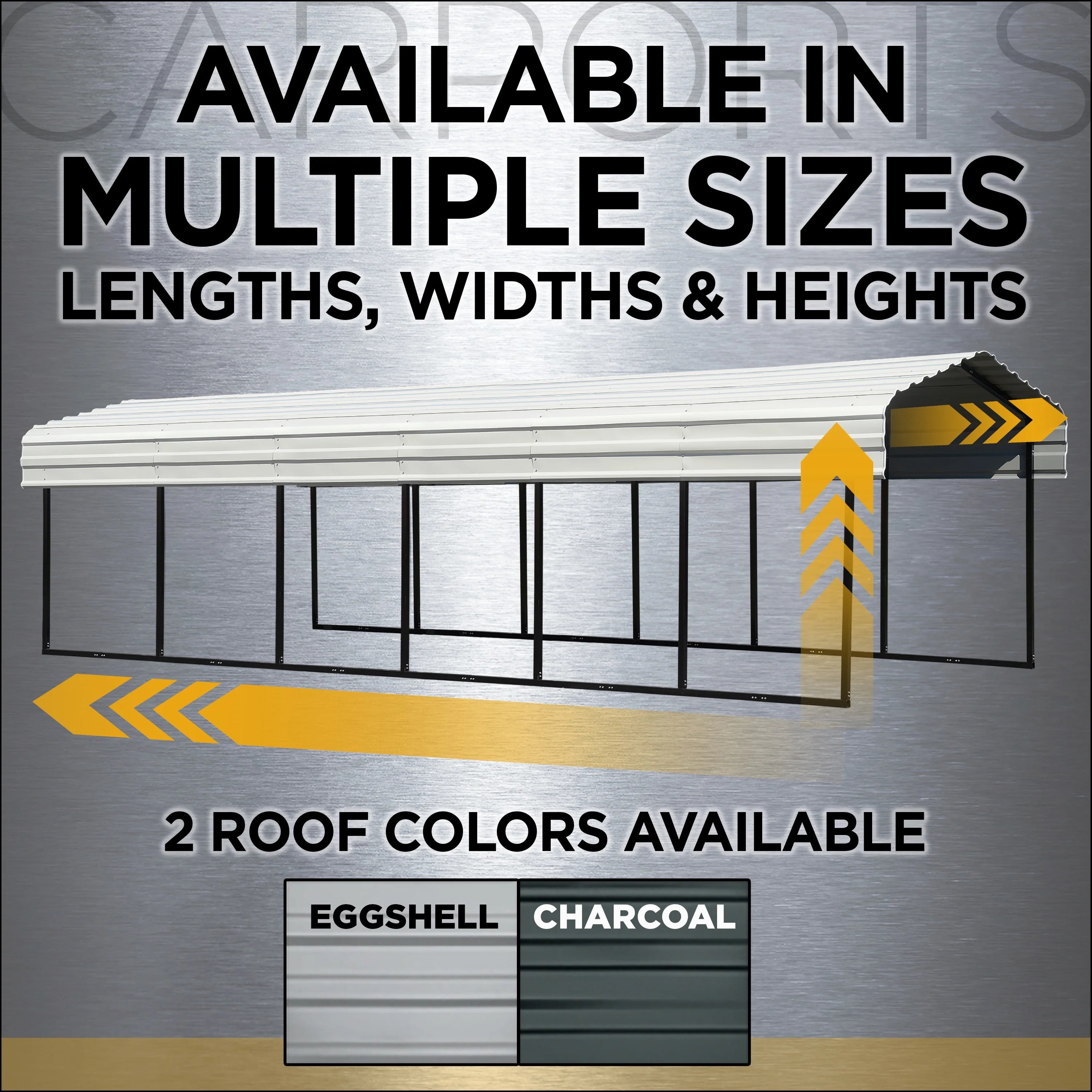 Galvanized Steel Carport Kit, 12' x 29' x 7', Charcoal T73659