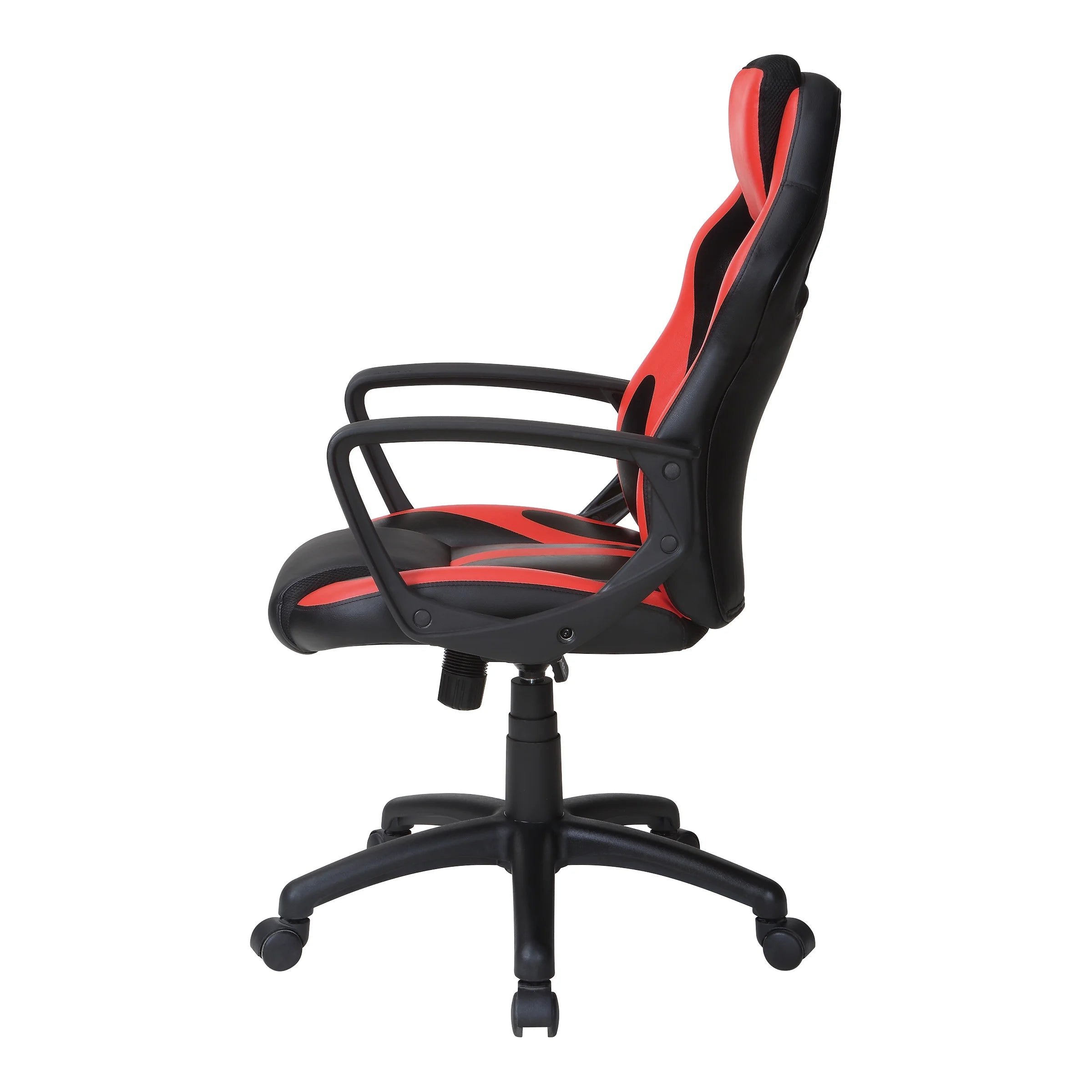 Black Faux Leather Gaming Chair with Red Accents S9805
