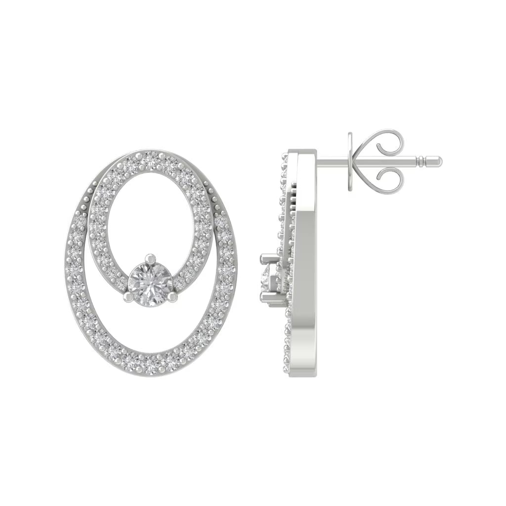 14K White Gold Diamond Stud Earrings L855