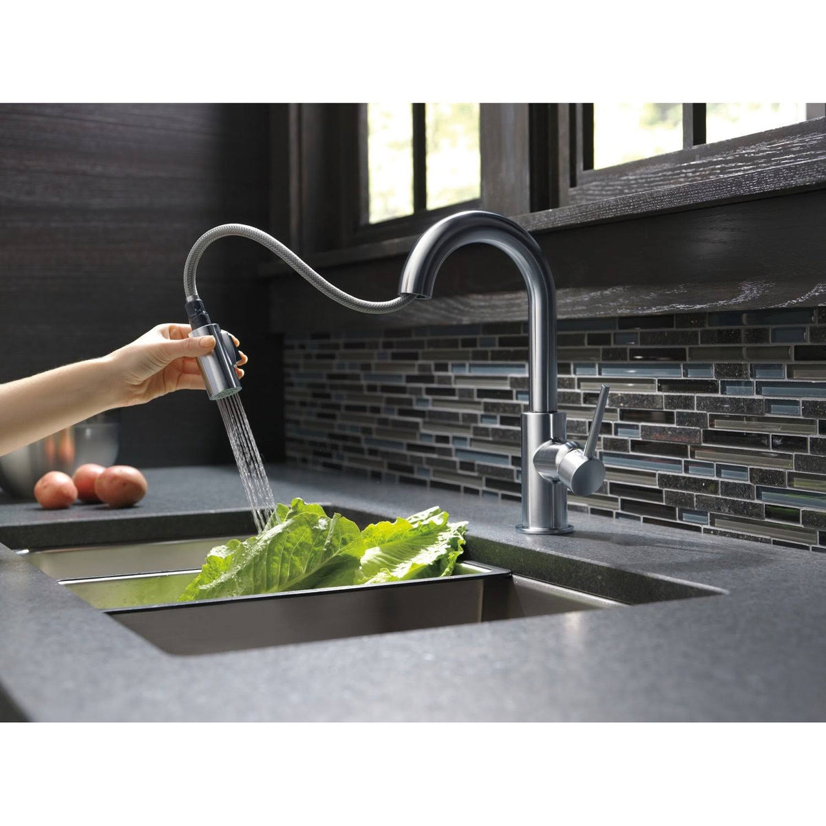 Chrome Single Handle Pull-Down Bar/Prep Faucet F9430