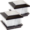 Black 5 inch x 5 inch Solar LED Post Cap Light (2 Pack) O3114