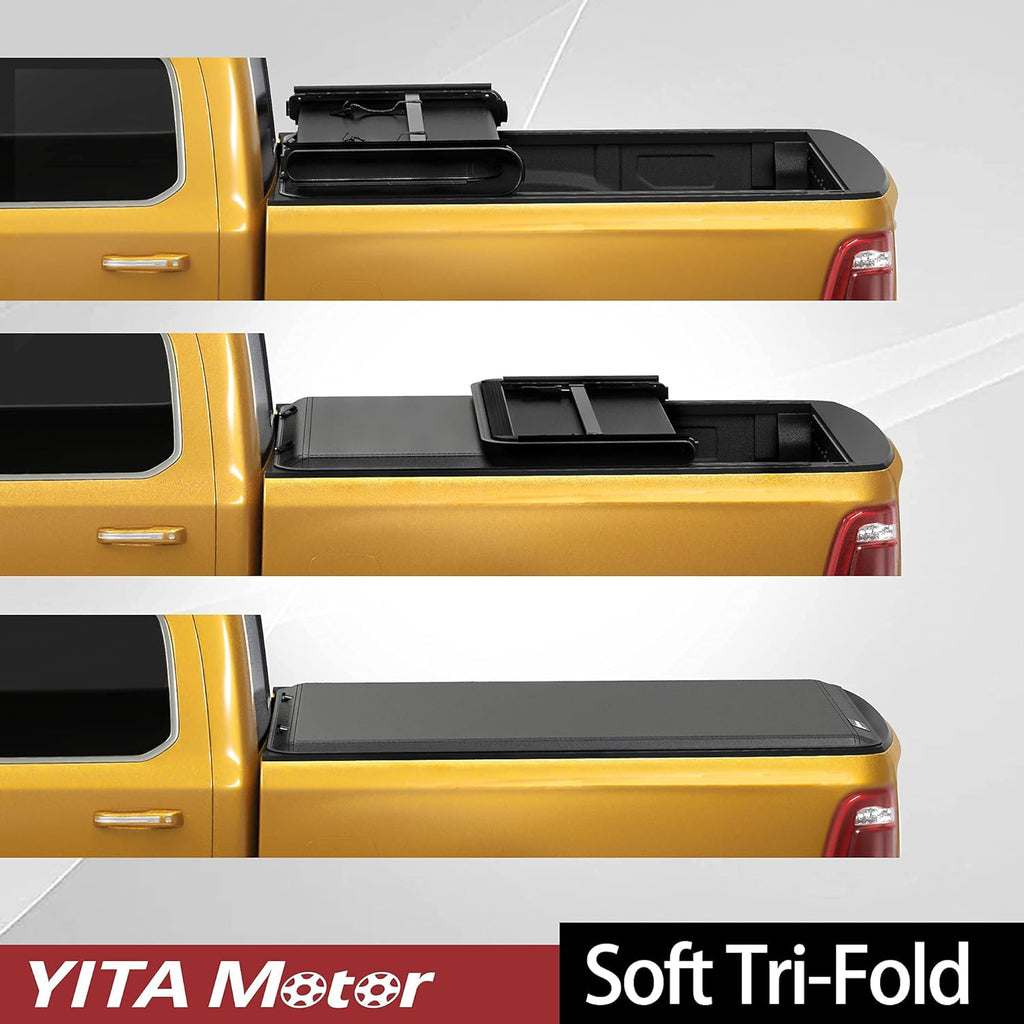 Soft Tri-fold Truck Bed Tonneau Cover for 2019-2022 Chevy Silverado/GMC Sierra 1500, 6.6 ft Bed P855