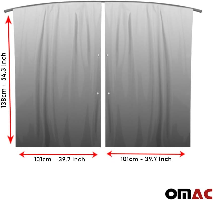 Black Campervan Divider Curtains Blinds Kit 2 pcs. Curtains 1pcs. Profiles Screws (54x39 inch) V86578