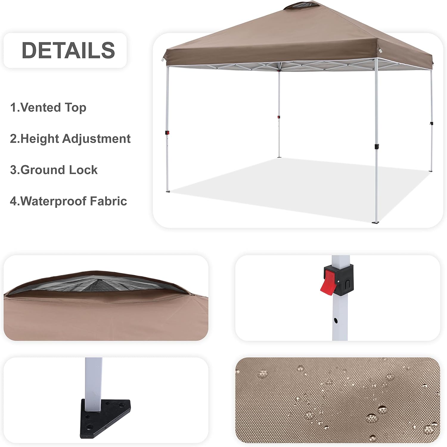 10X10FT Pop Up Canopy Tent with Wheeled Bag J817