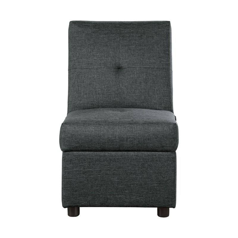 Gray Wood Storage Ottoman with Chair A353