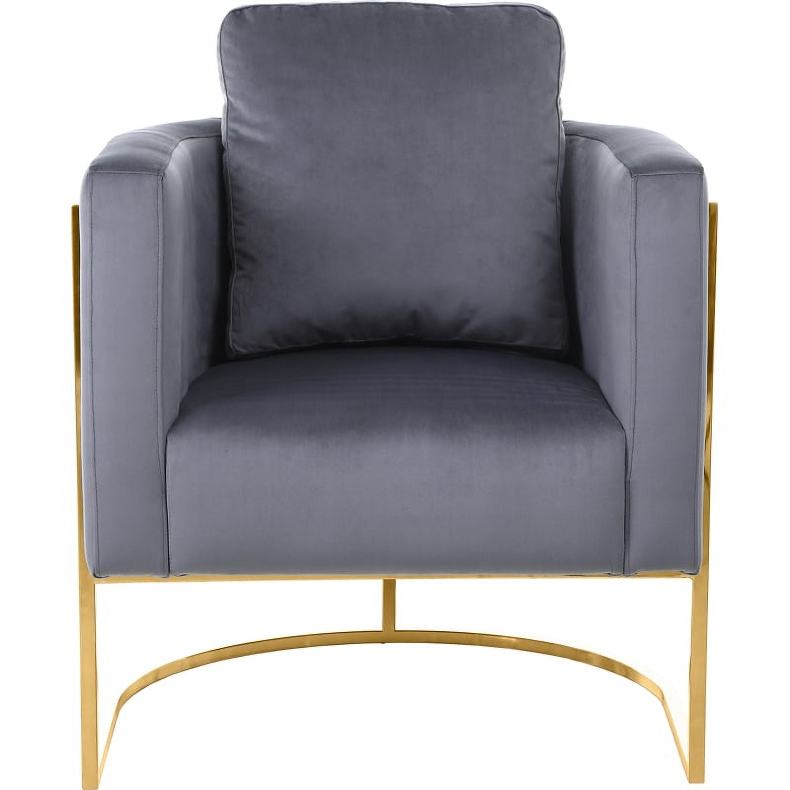 Gray Velvet Chair with Gold Iron Metal Base W224116
