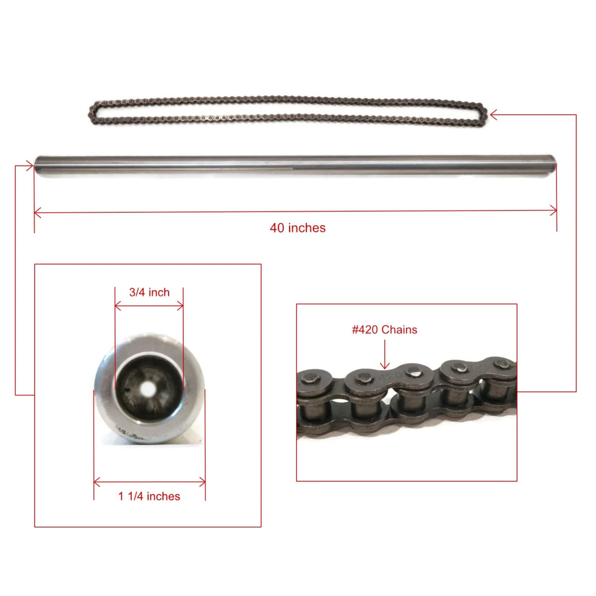 40 Inch Shaft Kit For Drift Trike Bikes With Sprocket Hub 31.75mm D306
