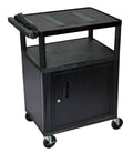 Black AV Cart with 3 Shelves and Cabinet Z71580