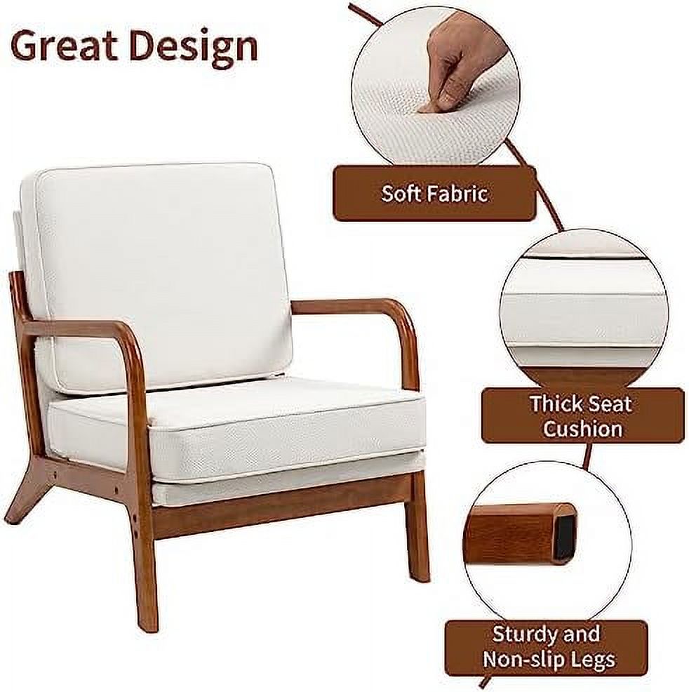 Black Linen Fabric Accent Armchair Set of 2 with Wooden Frame N895
