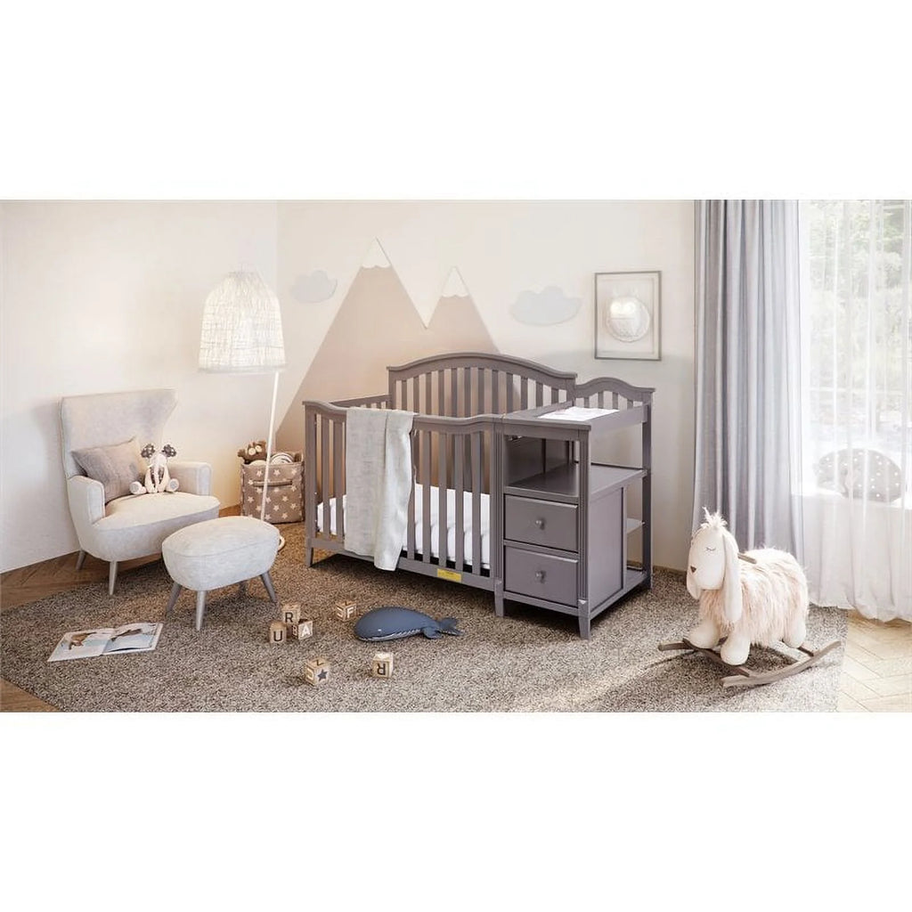 4-in-1 Convertible Crib and Changer Gray V881937