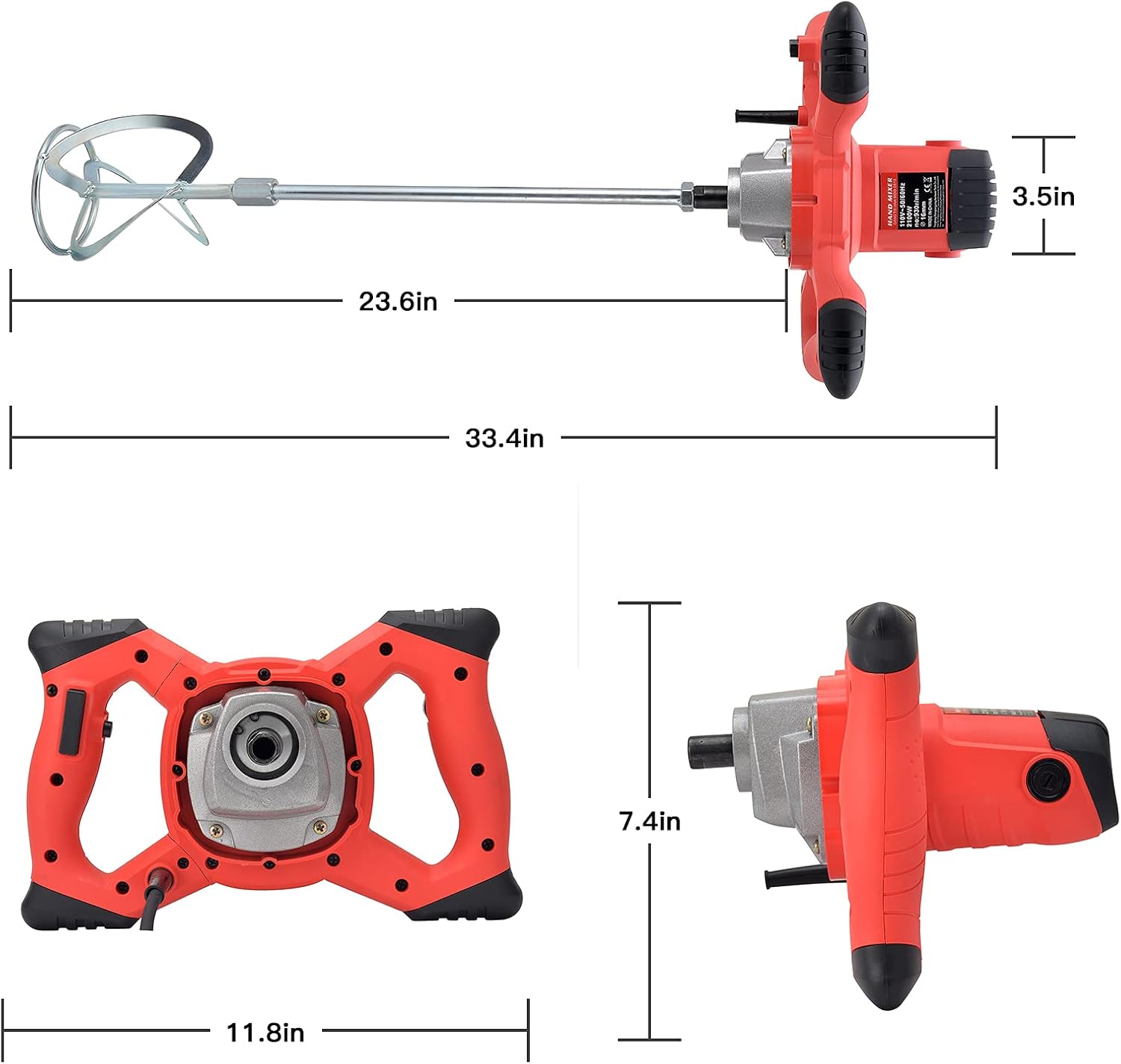 2100W Electric Handheld Concrete Mixer Drill, Cement Stirrer with Rod, 6 Speed, 110V, Pack of 2 M276