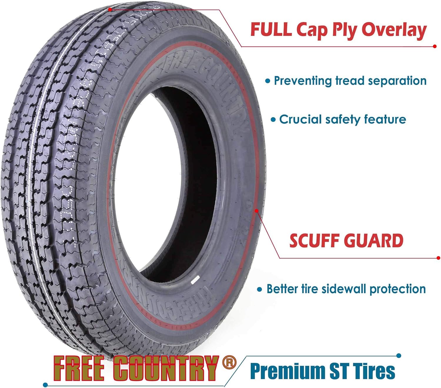 Set 3 Trailer Tires ST175/80R13 6PR Load Range C with Scuff Guard X900