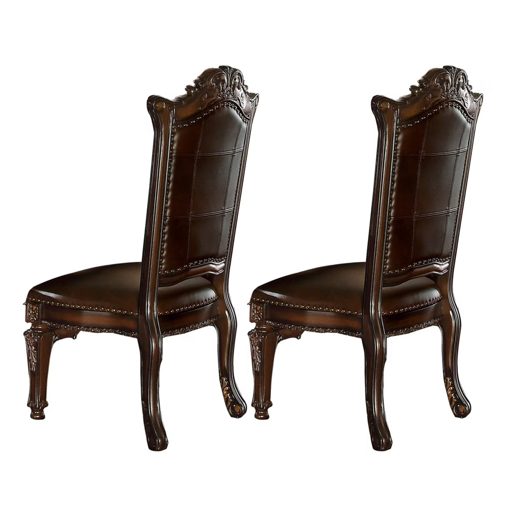 Brown Faux Leather Dining Side Chair Set of 2 J2733