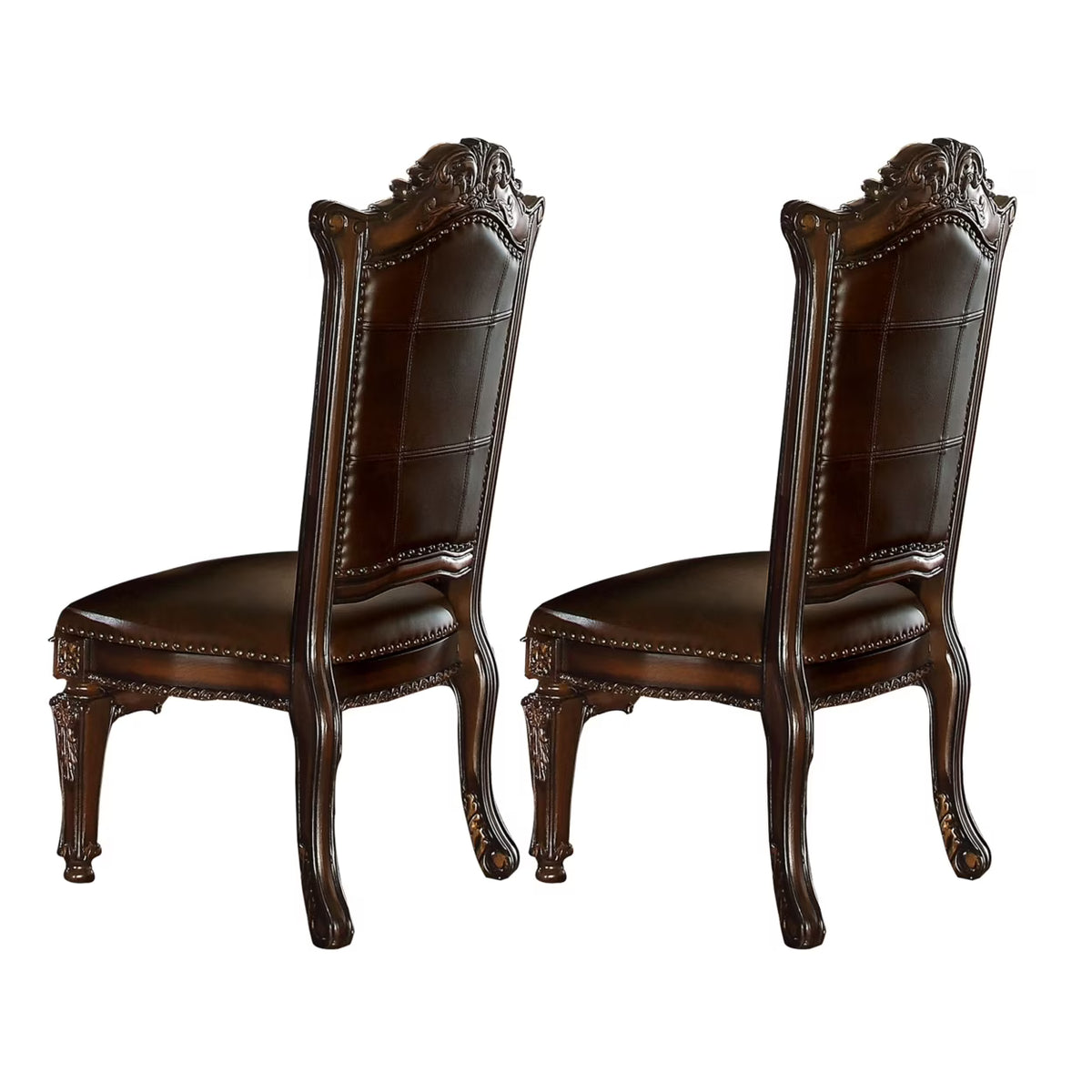 Brown Faux Leather Dining Side Chair Set of 2 J2733