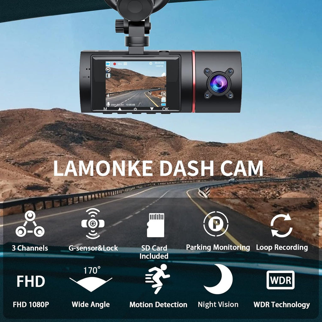 3 Channel Dash Cam with SD Card K93745