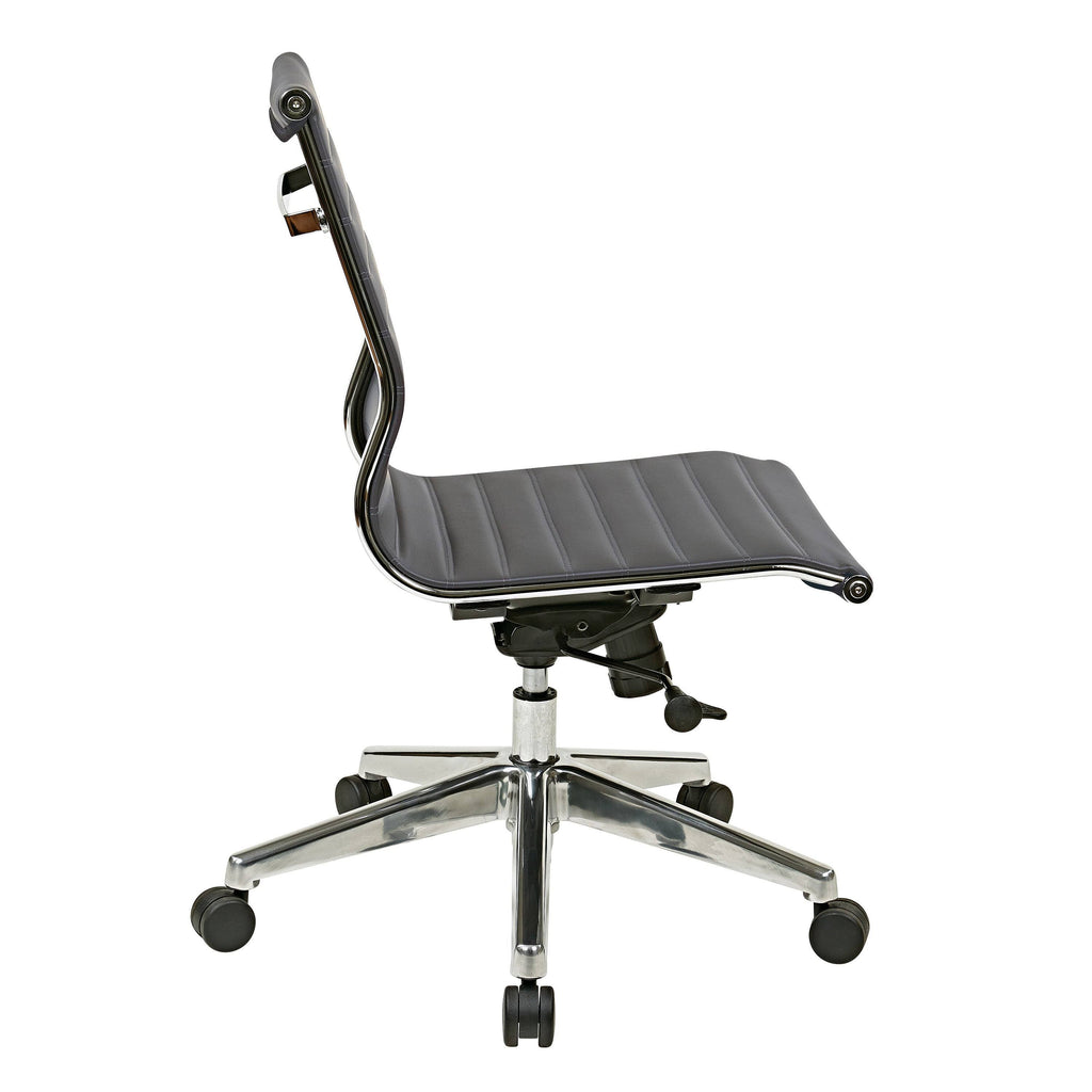 Grey Armless Mid Back Eco Leather Chair O77844