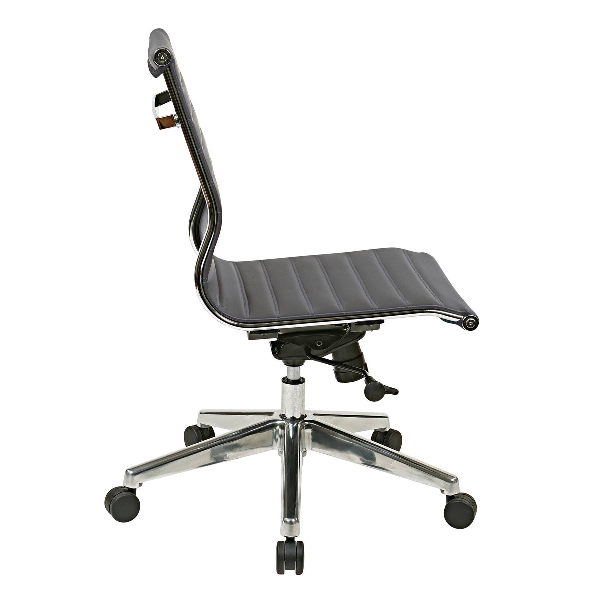 Grey Armless Mid Back Eco Leather Chair O77844