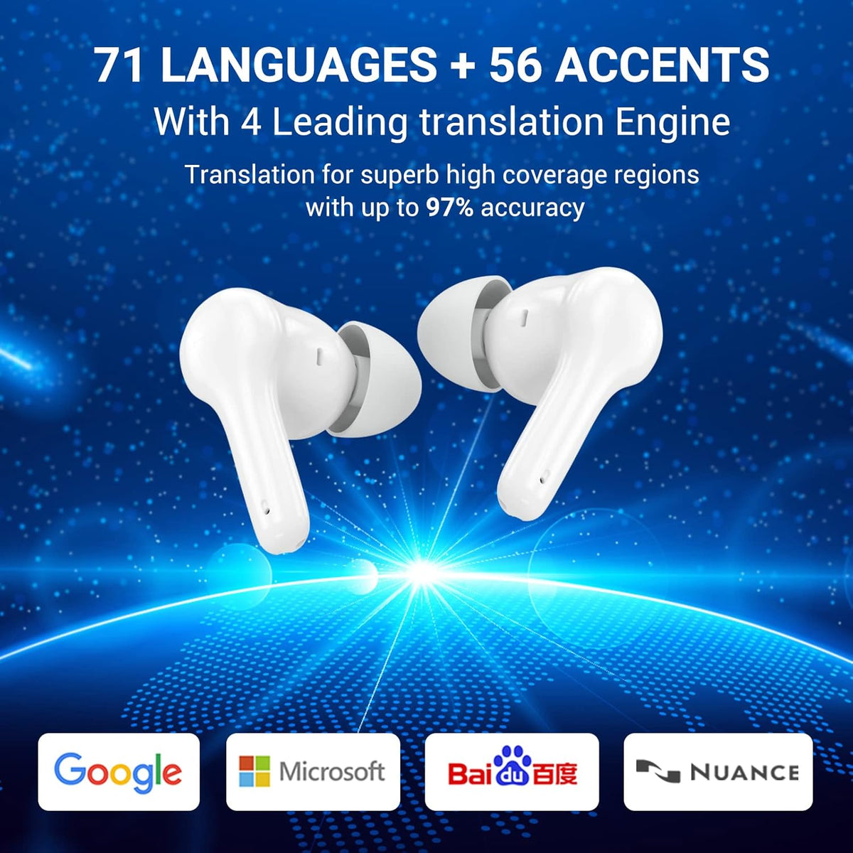 71 Language Instant Voice Translator Earbuds with Bluetooth R842004