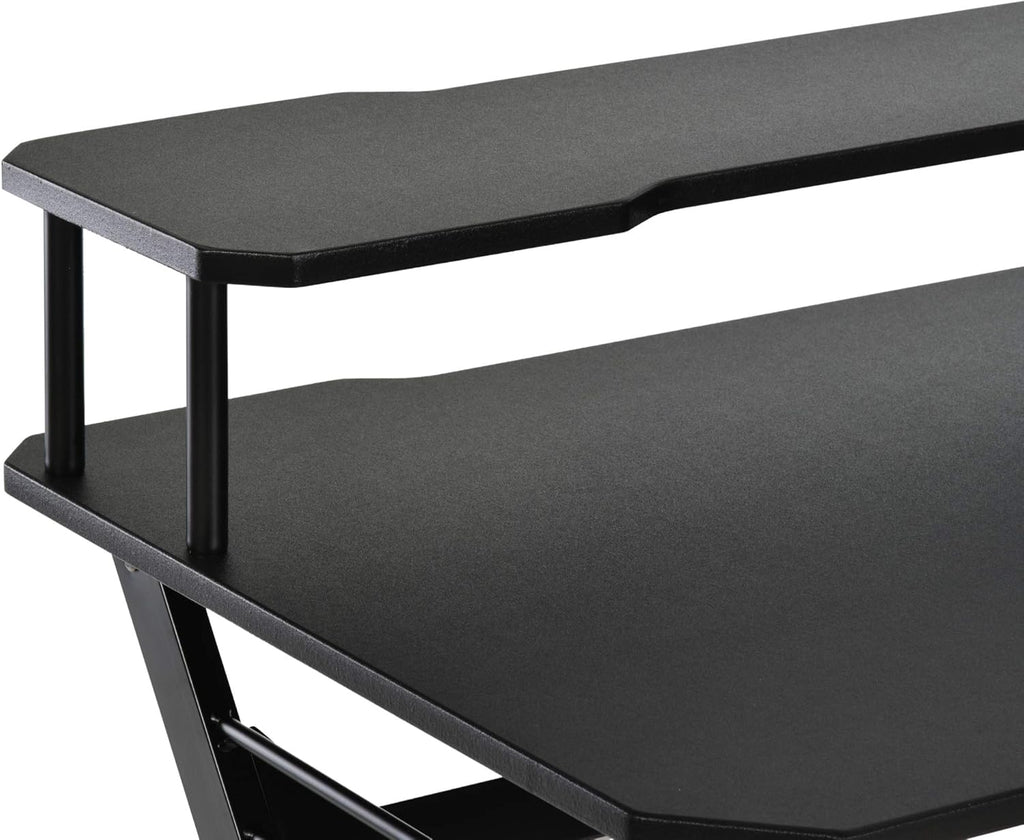 Black 55 inch Gaming Desk with Monitor Stand and Headphone Hook N37469