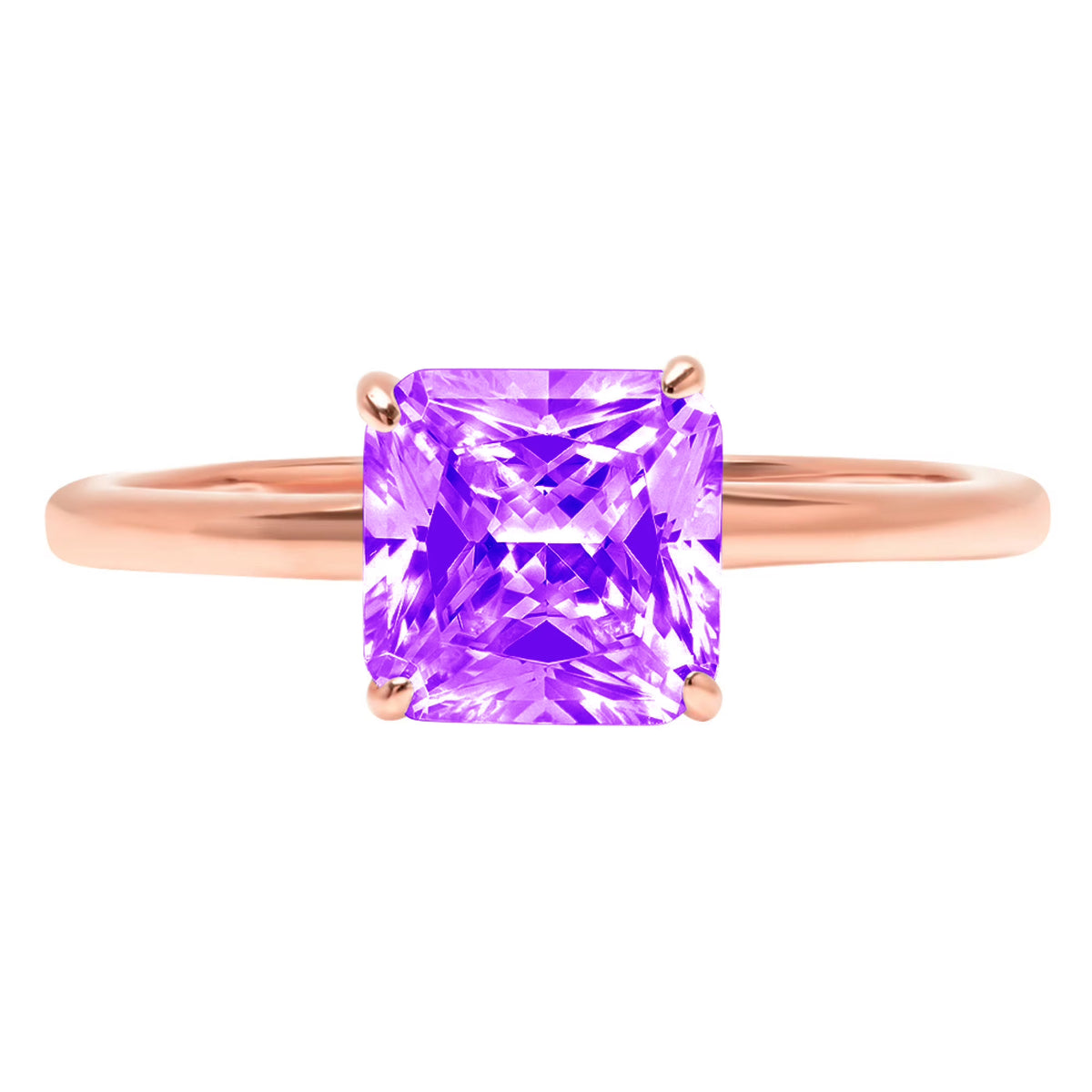 14k Rose Gold Amethyst Solitaire Ring G902373