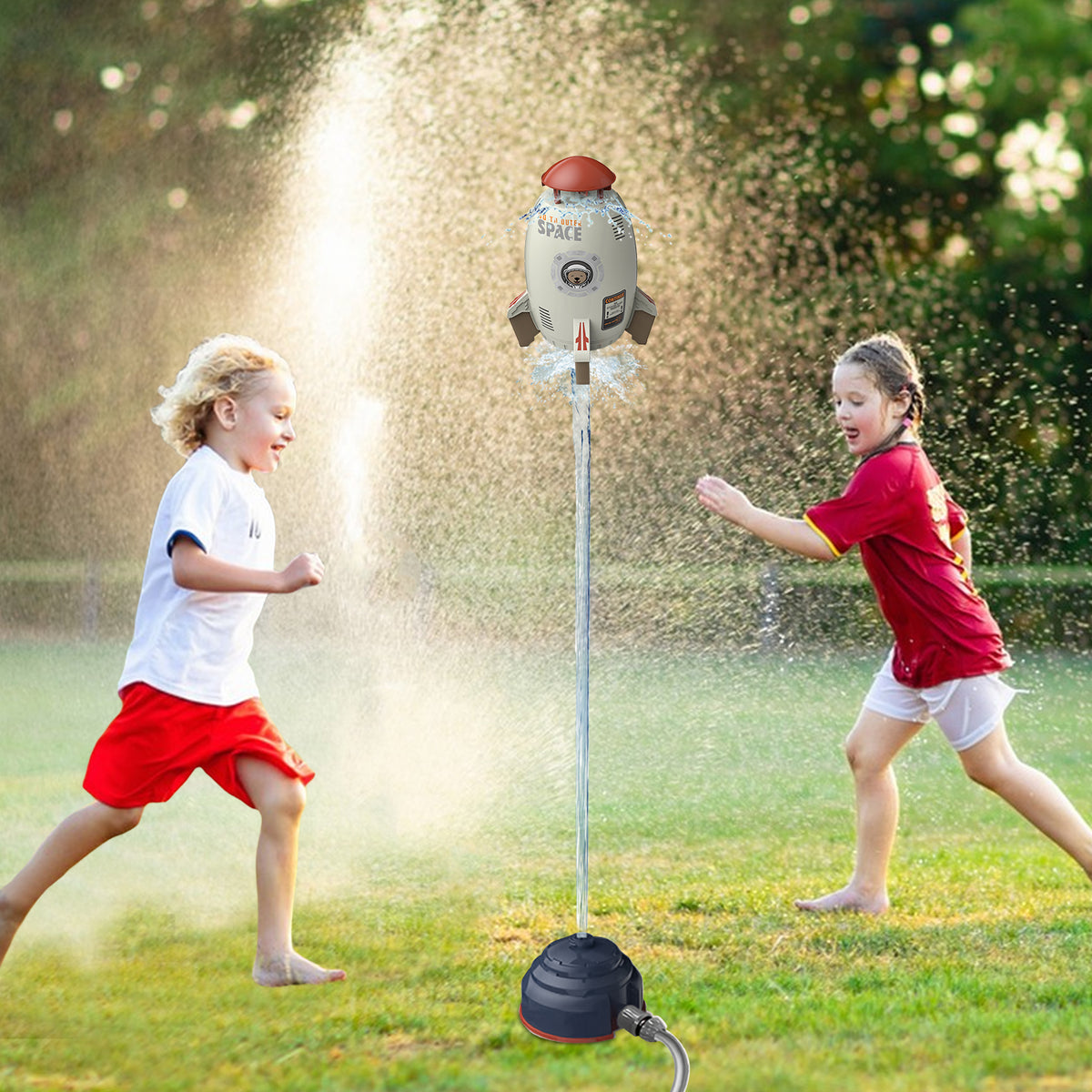Rocket Outdoor Water Toys Sprinkler 360-Degree Rotation Attaches to Garden Hose R11933