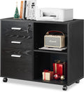 Black 3-Drawer Wood File Cabinet with Lock G1145