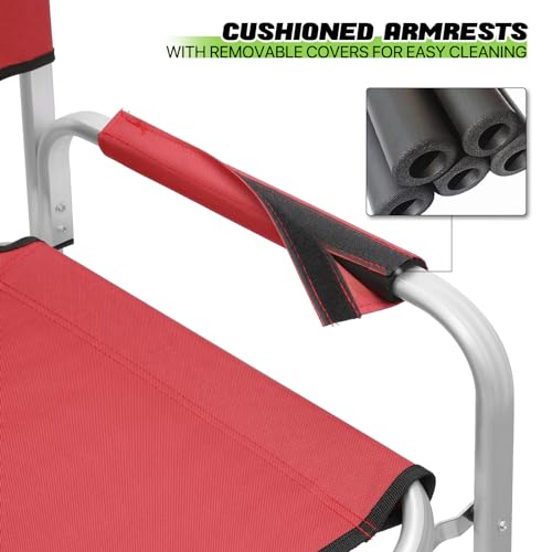 Dark Green Folding Camping Director Chair with Side Table F836
