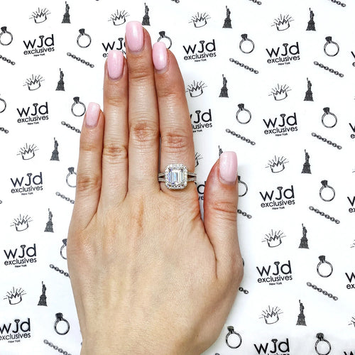 14K White Gold Emerald Cut Diamond Engagement Ring K449