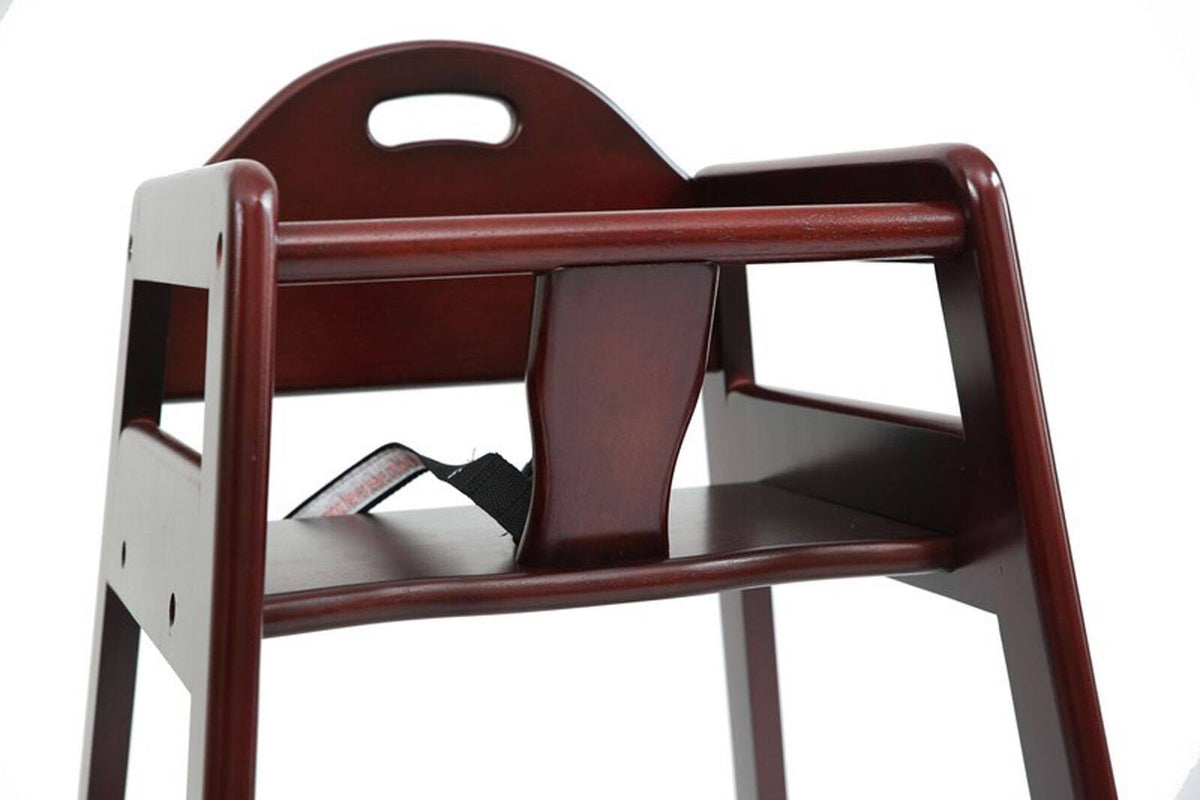 Cherry Brown Wooden High Chair with Safety Belt U293243