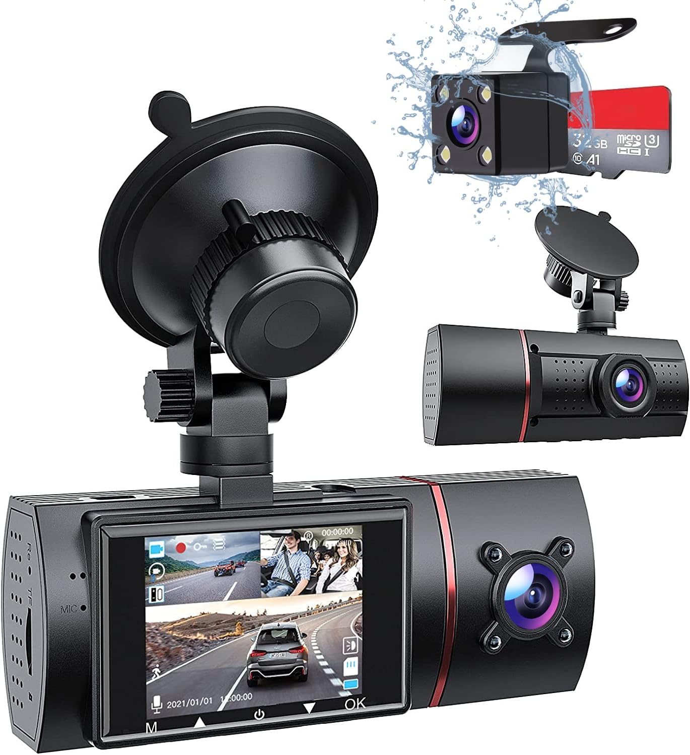 3 Channel Dash Cam with SD Card K93745