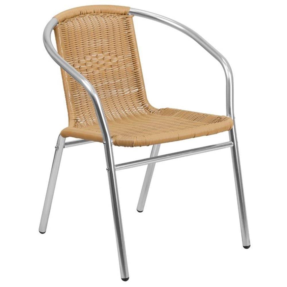 Beige Aluminum and Rattan Stacking Patio Chair J508863