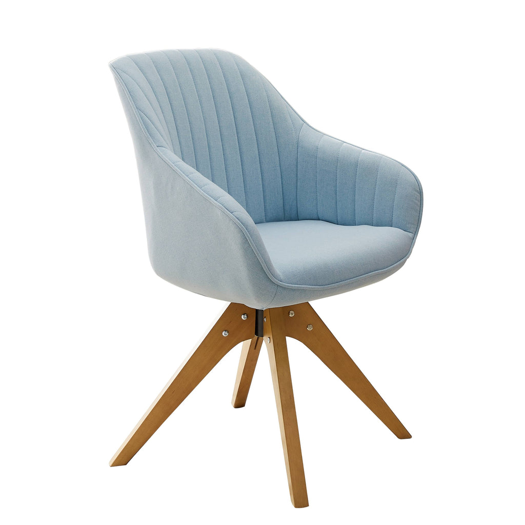 Blue Fabric Swivel Office Accent Arm Chair with Wood Legs K31044