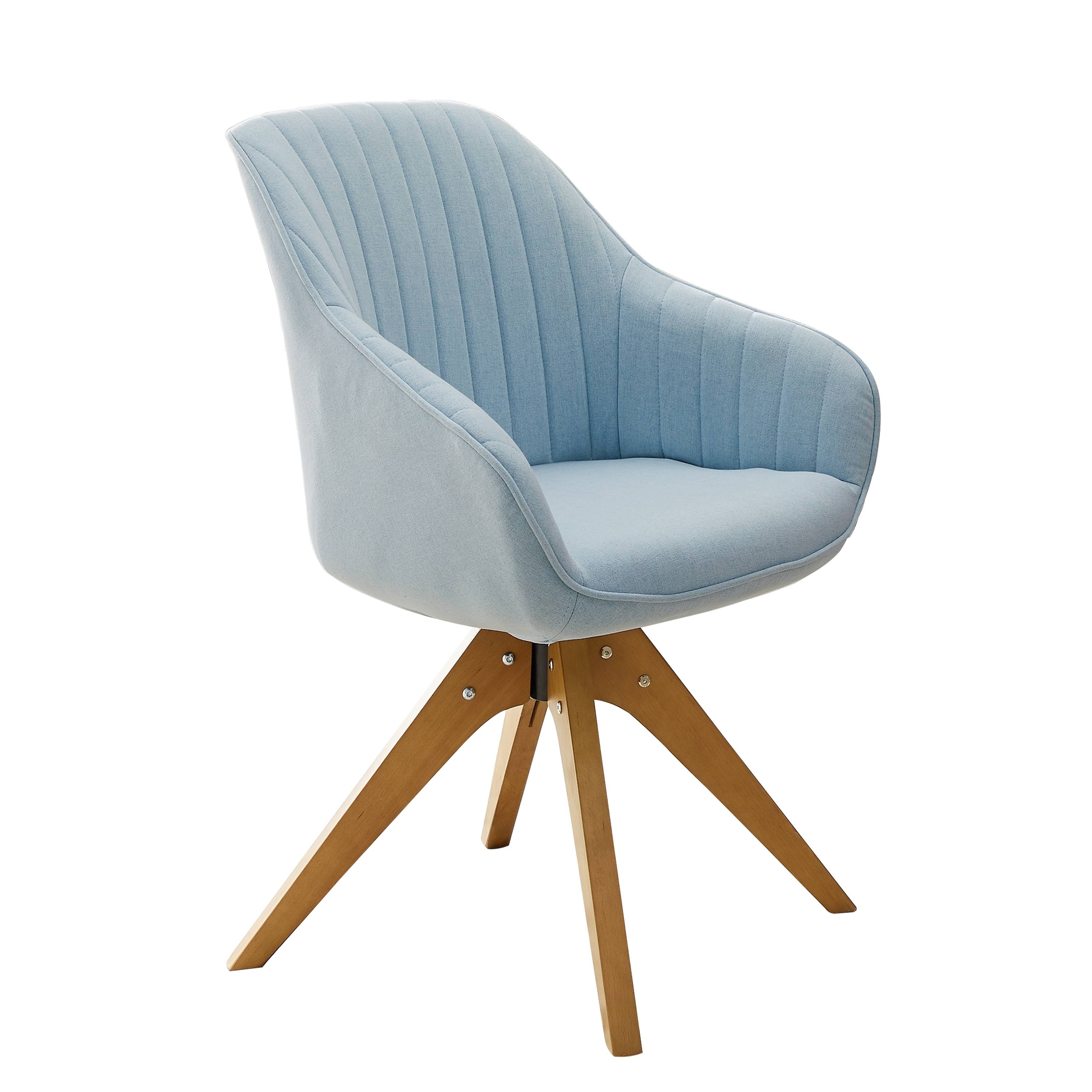 Blue Fabric Swivel Office Accent Arm Chair with Wood Legs K31044