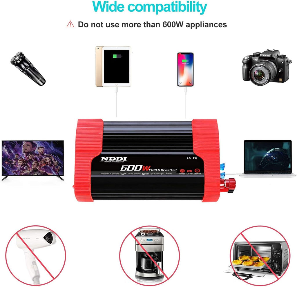 600W Car Power Inverter 12V DC to 110V AC Converter with Dual USB G735